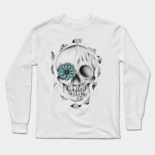 Poetic Wooden Skull Long Sleeve T-Shirt